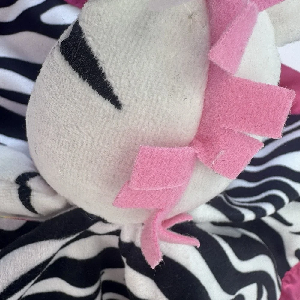 Garanimals Zebra Lovey Security Blanket Pink Black White Satin 12